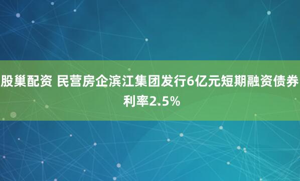 股巢配资 民营房企滨江集团发行6亿元短期融资债券 利率2.5%