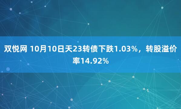 双悦网 10月10日天23转债下跌1.03%，转股溢价率14.92%